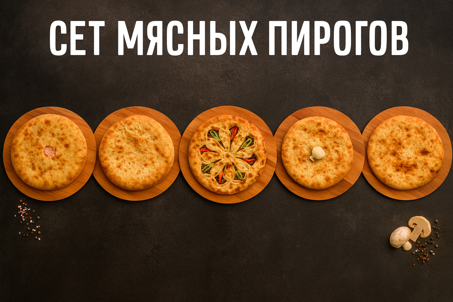 5 мясных пирогов в одном наборе