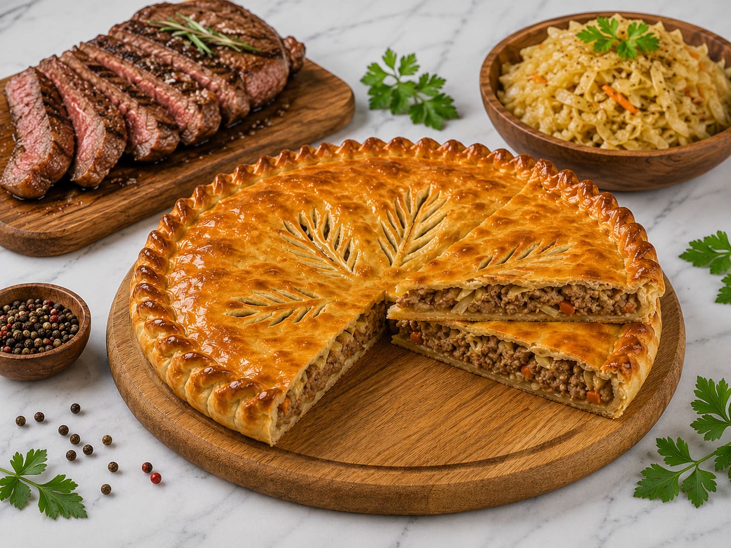 с мясом и капустой